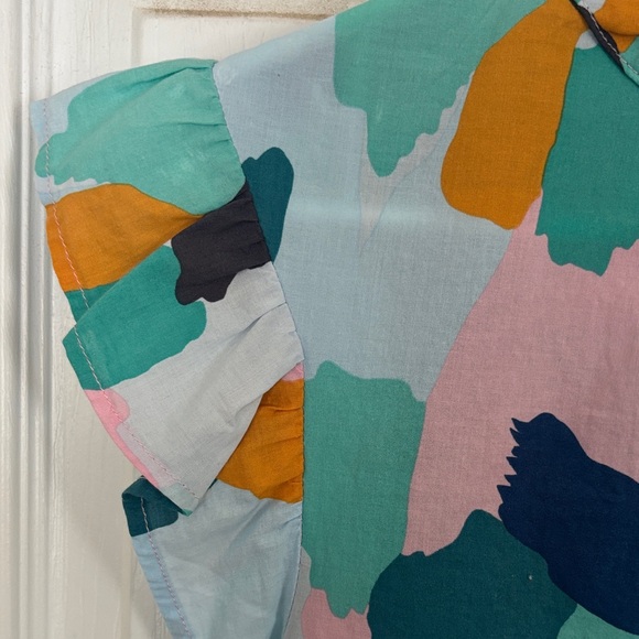 Multicolor Abstract Ruffle Sleeve Top size Large - Picture 4 of 9